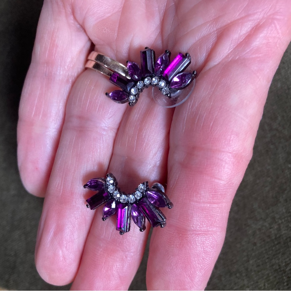 Elegant Purple Crystal Earrings